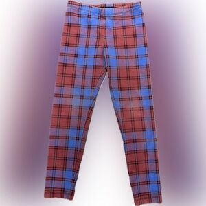 Tea Collection Kids Plaid Cotton Leggings | Size 6 | Burgundy & Blue 🩵❤️